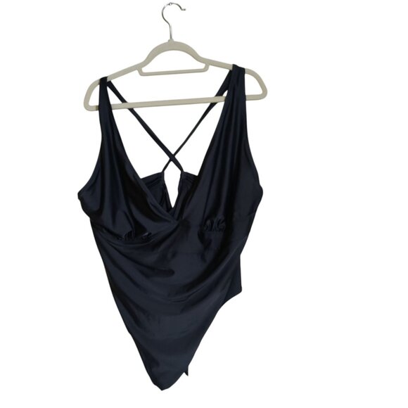 Old Navy Black One Piece Swimsuit Plus Size 4X Brand New Tie Back - Picture 1 of 6